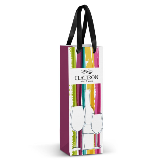 Branded Champagne Full Colour Ribbon Handle Paper Bags